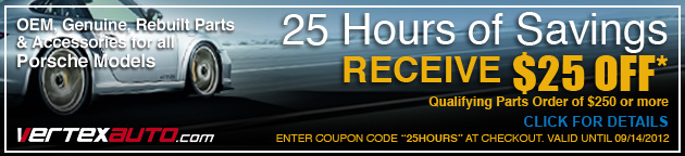 VertexAuto.com  - Save $25 Porsche Parts Coupon