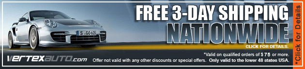 Free 3 DAY RUSH Shipping |VertexAuto.com Porsche Parts Coupon