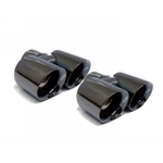 Porsche 997 Black Muffler Tip Set Dual Round -