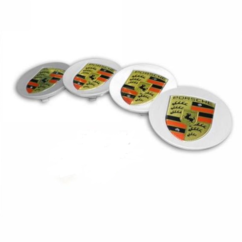 Porsche Wheel Cap Set - Silver with Color Crest 4 Pc