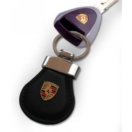 Porsche Leather Key Chain With Color Crest