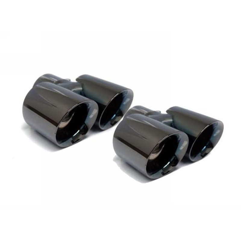 Porsche 997 Black Muffler Tip Set Dual Round -