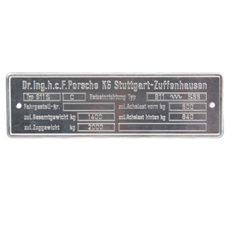 Porsche Chassis Identification Plate
