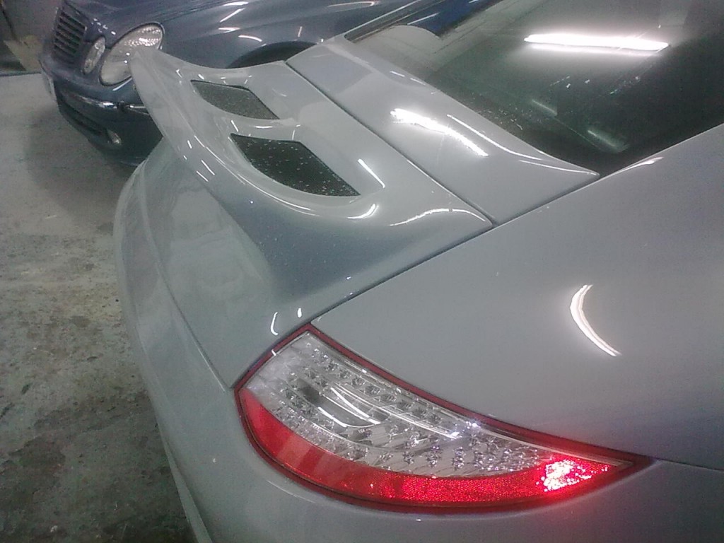 Porsche 996 Classic Ducktail Spoiler with Light & Grilles - Unpainted