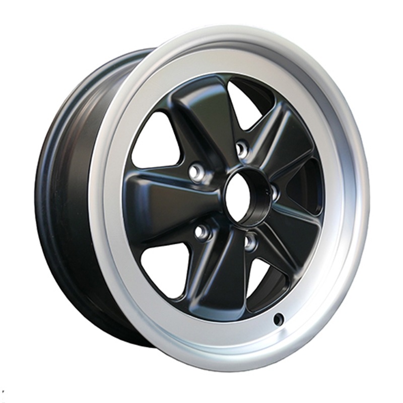 Porsche Fuchs Matt Black with Diamond Cut Lip  - 6x16 - 911 -1989, 914/6 - Maxilite