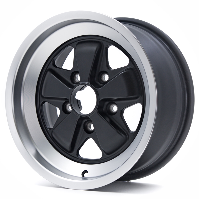 Porsche Fuchs Matt Black with Diamond Cut Lip - 7x15 - 911 -1989, 914/6, 944 -1986, 924 Turbo & Carrera GT - Maxilite