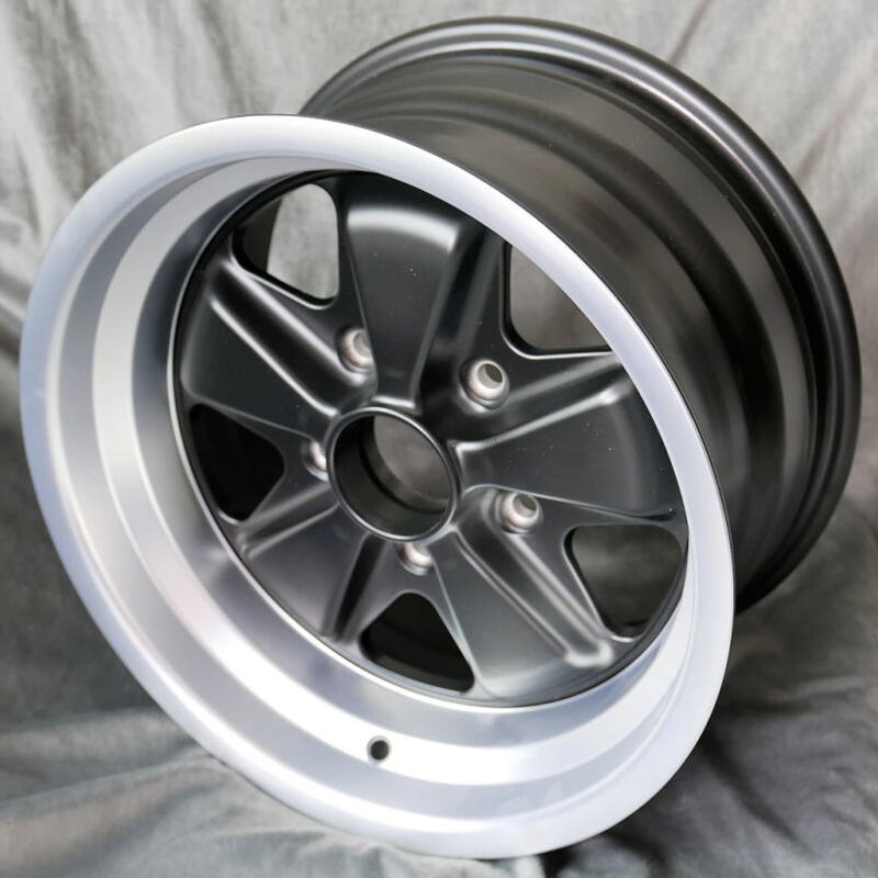 Porsche Fuchs Matt Black with Diamond Cut Lip - 8x15 - 911 -1989, 944 -1986 back axle - Maxilite