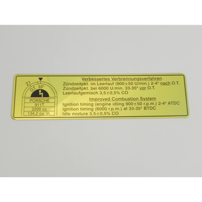 Porsche  Ignition Timing Sticker