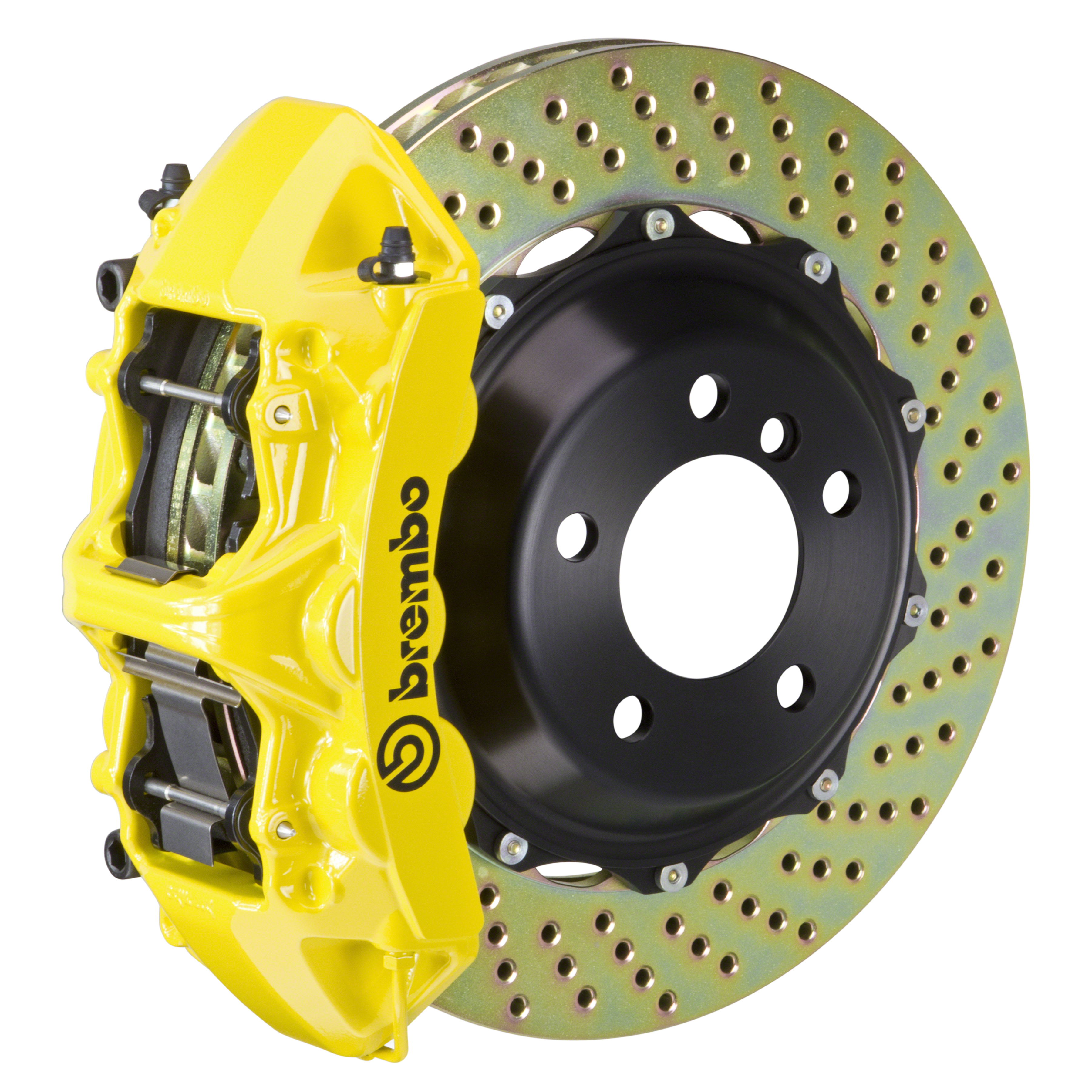 Porsche Brembo GT 380x32 2-Piece Calipers 6 Piston Drilled Front Big Brake Kit - Yellow Calipers