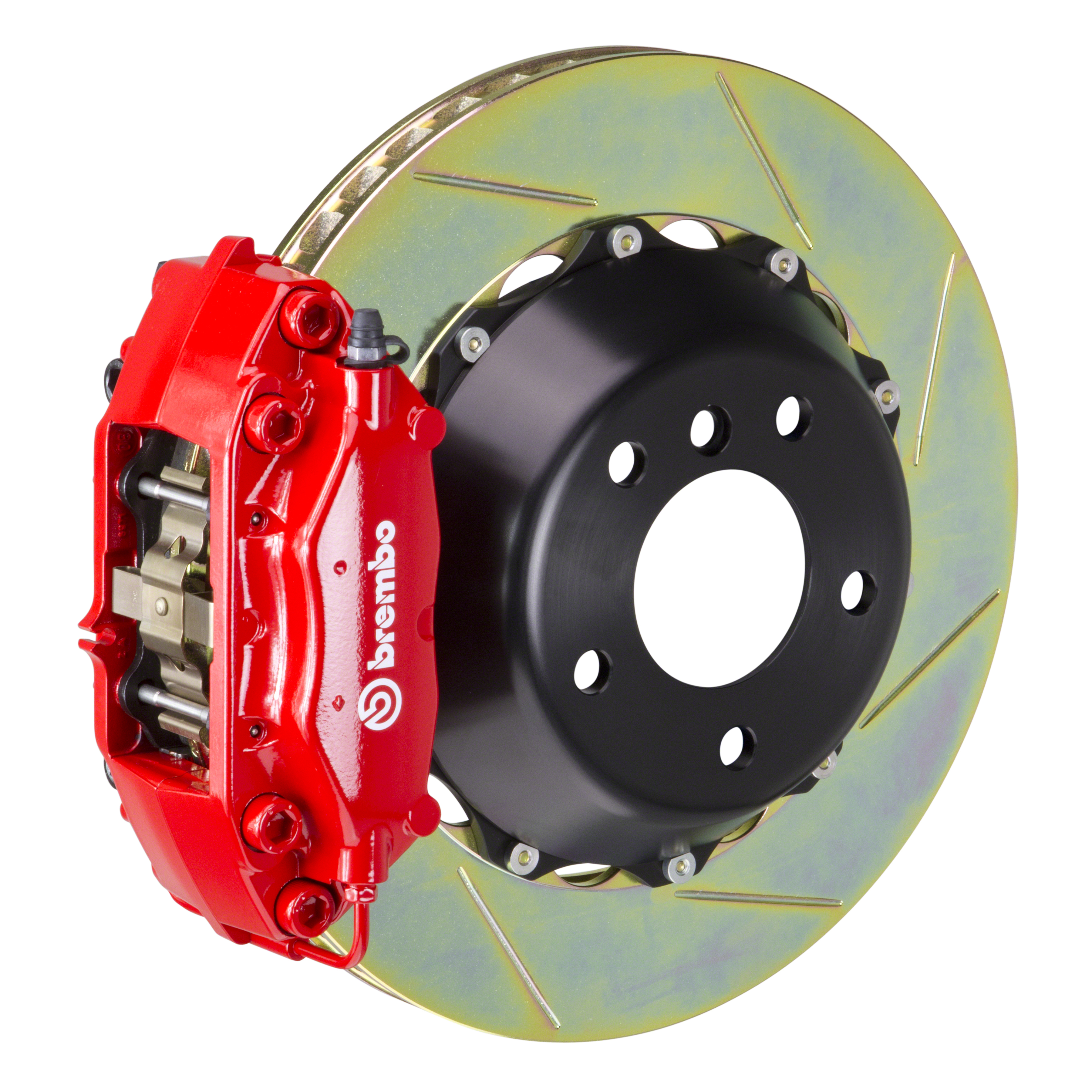 Porsche Brembo GT 345x28 2-Piece Calipers 4 Piston Slotted Rear Big Brake Kit - Red Calipers