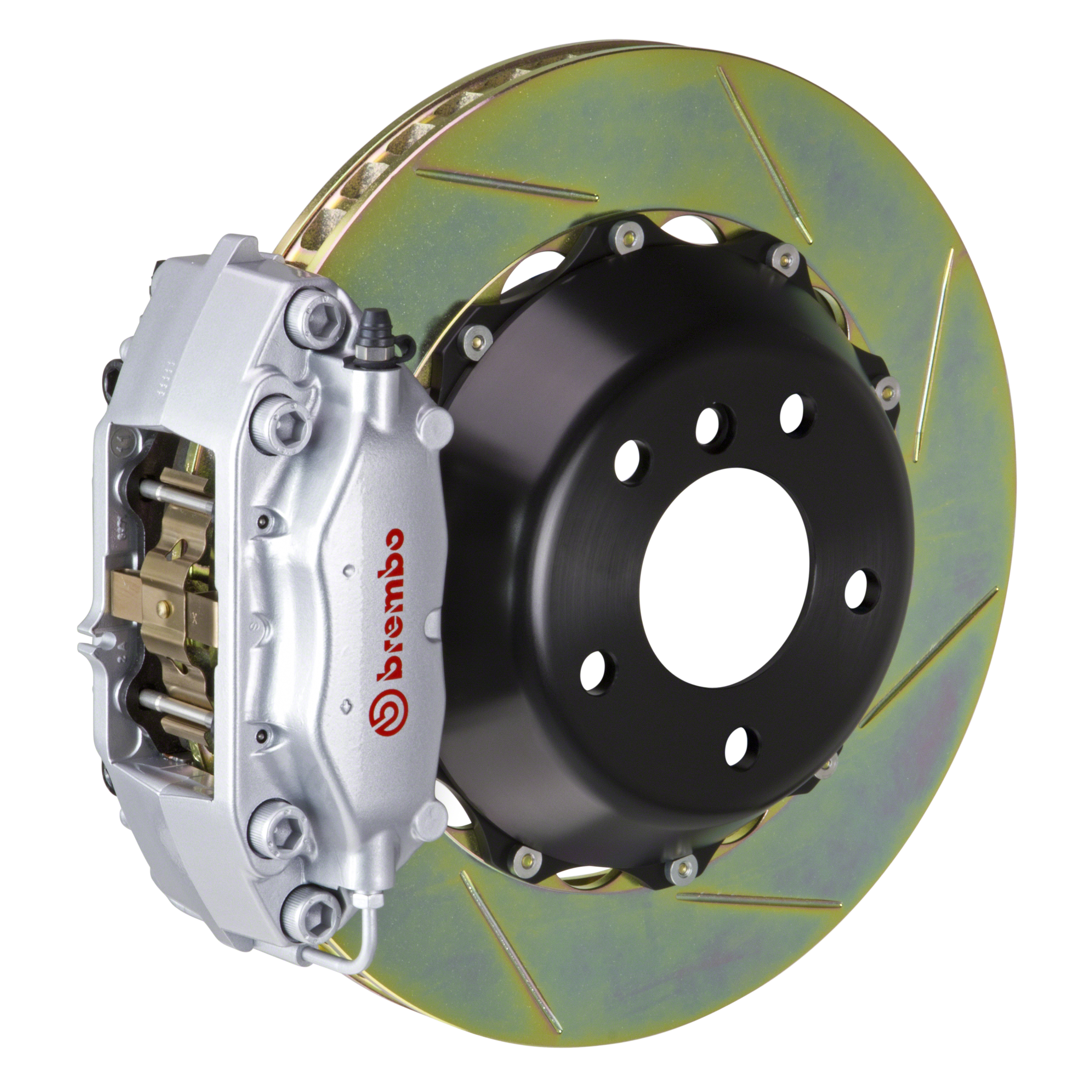 Porsche Brembo GT 345x28 2-Piece Calipers 4 Piston Slotted Rear Big Brake Kit - Silver Calipers
