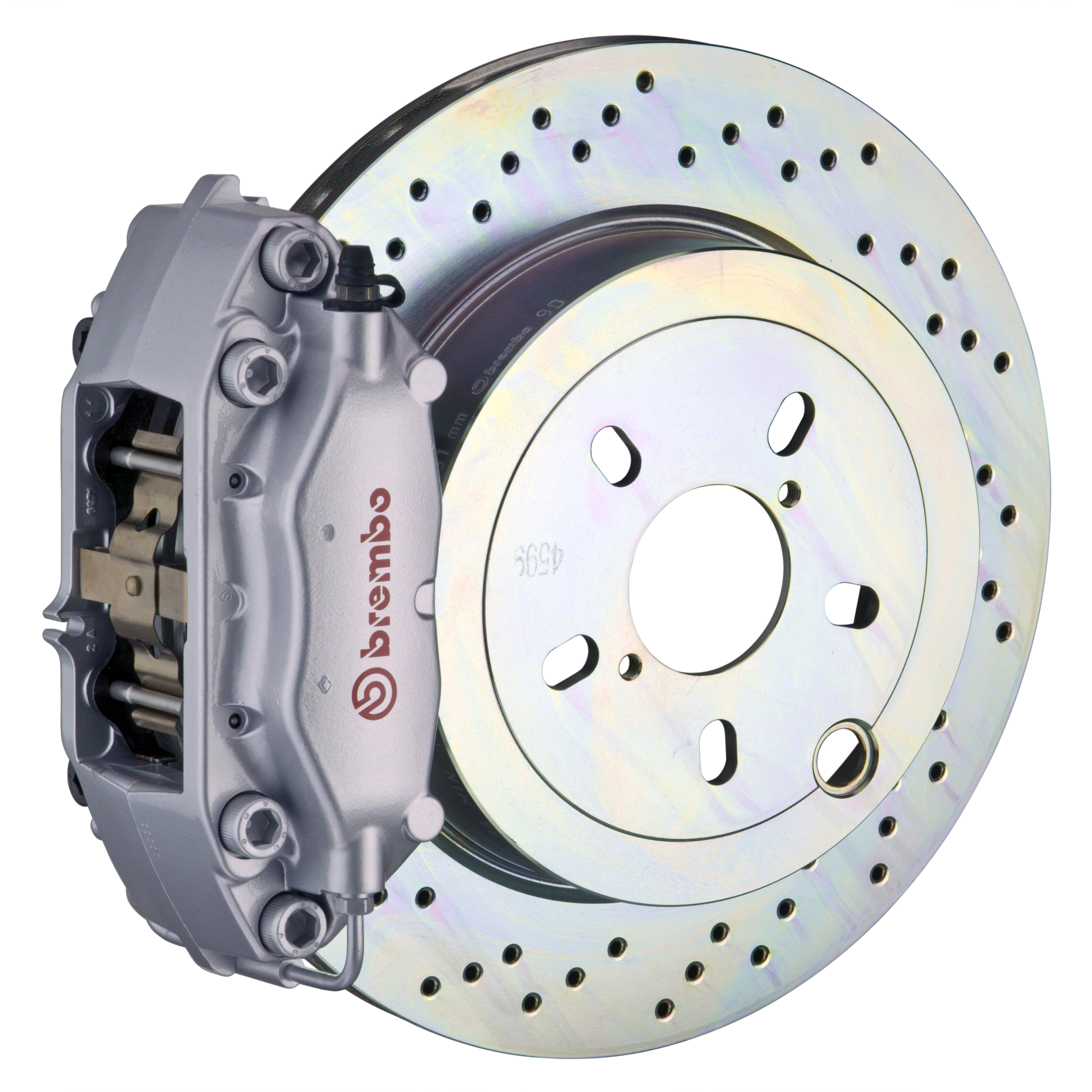 Porsche Brembo GT 309x28 1-Piece Calipers 4 Piston Drilled Rear Big Brake Kit - Silver Calipers