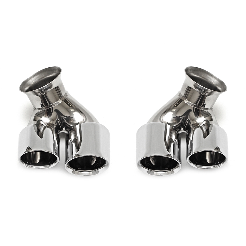 Porsche 996 Carrera Deluxe Quad Style Tips - Short Black Chrome