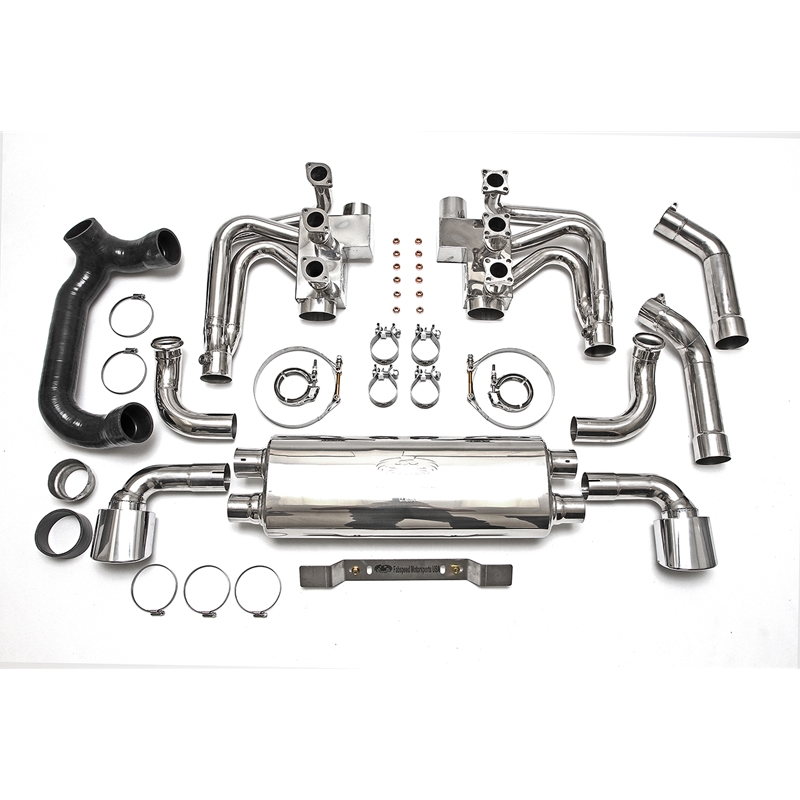 Porsche 964 Carrera RSR Header Muffler Kit with Heat w/ Oval Style Tips (Sport Cats Not Included)
