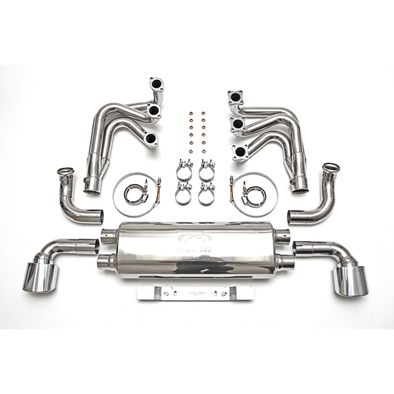 Porsche 964 Carrera RSR Header Muffler Kit without Heat w/ Oval Style Tips (Sport Cats Not Included)