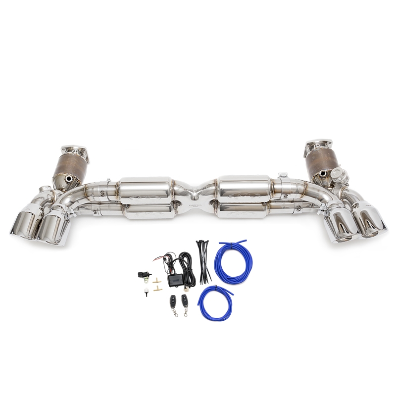 Porsche 991 Turbo / Turbo S Valvetronic Supersport X-Pipe Exhaust System  w/ Tips - Polished Quad-Style (Includes Sport Cats) (Includes Valve Controller)