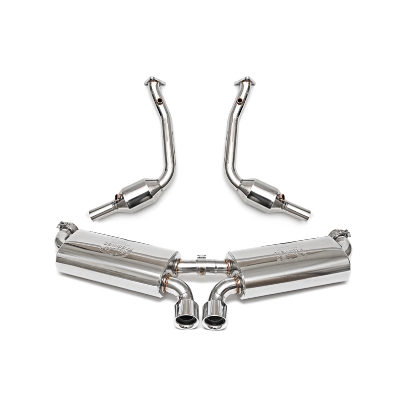Porsche 986 Boxster Maxflo Performance Race Exhaust System w/ Deluxe Dual Style Tips (1997-1999) - Black Chrome