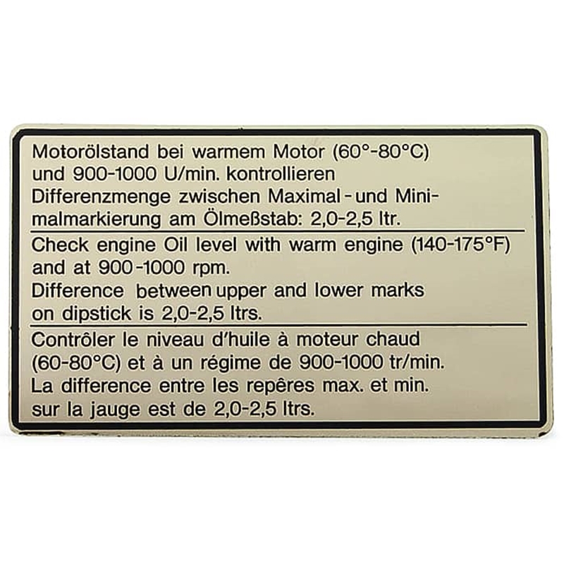 Porsche Engine Oil Sticker