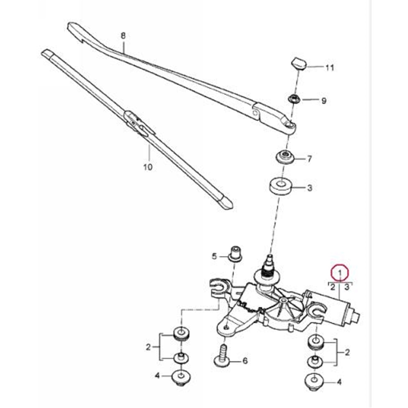 Porsche Windshield Wiper Motor - Rear Targa