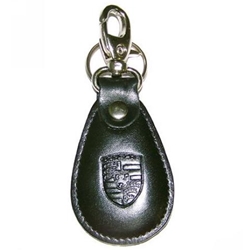 Porsche Leather Key Chain Fob With Stamped Crest