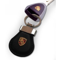 Porsche Leather Key Chain With Color Crest