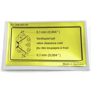 Porsche Valve Adjustment Sticker