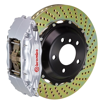 Porsche Brembo GT 355x32 2-Piece Calipers 4 Piston Drilled Front Big Brake Kit - Silver Calipers