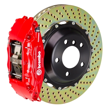 Porsche Brembo GT 355x32 2-Piece Calipers 4 Piston Drilled Front Big Brake Kit - Red Calipers