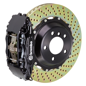 Porsche Brembo GT 332x32 2-Piece Calipers 4 Piston Drilled Front Big Brake Kit - Black Calipers