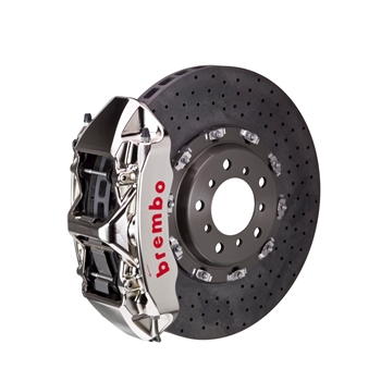 Porsche Brembo GT-R CCM-R 380x34 CCM-RCalipers 6 Piston Drilled Front Big Brake Kit - Nickel Plated Calipers