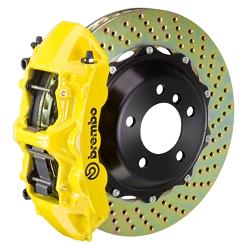 Porsche Brembo GT 380x32 2-Piece Calipers 6 Piston Drilled Front Big Brake Kit - Yellow Calipers