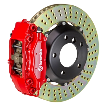 Porsche Brembo GT 328x28 2-Piece Calipers 4 Piston Drilled Rear Big Brake Kit - Red Calipers