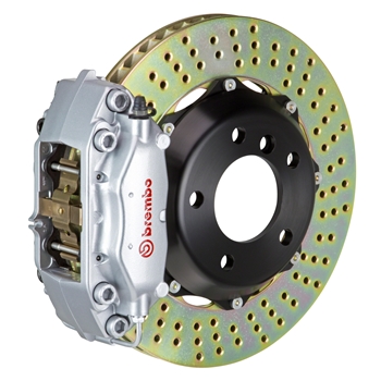 Porsche Brembo GT 328x28 2-Piece Calipers 4 Piston Drilled Rear Big Brake Kit - Silver Calipers