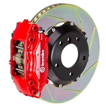 Porsche Brembo GT 328x28 2-Piece Calipers 4 Piston Slotted Rear Big Brake Kit - Red Calipers