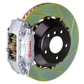 Porsche Brembo GT 345x28 2-Piece Calipers 4 Piston Slotted Rear Big Brake Kit - Silver Calipers