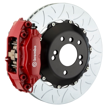 Porsche Brembo GT 345x28 2-Piece Calipers 4 Piston Slotted Type-3 Rear Big Brake Kit - Red Calipers