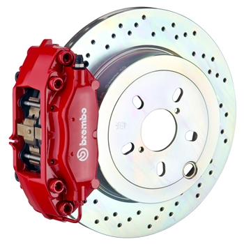 Porsche Brembo GT 309x28 1-Piece Calipers 4 Piston Drilled Rear Big Brake Kit - Red Calipers