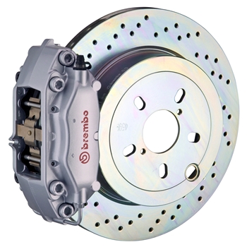 Porsche Brembo GT 309x28 1-Piece Calipers 4 Piston Drilled Rear Big Brake Kit - Silver Calipers