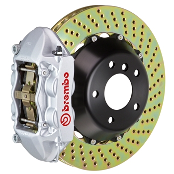 Porsche Brembo GT 380x28 2-Piece Calipers 4 Piston Drilled Rear Big Brake Kit - Silver Calipers