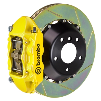 Porsche Brembo GT 345x28 2-Piece Calipers 4 Piston Slotted Rear Big Brake Kit - Yellow Calipers