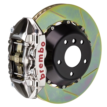 Porsche Brembo GT-R 345x28 2-Piece Calipers 4 Piston Slotted Rear Big Brake Kit - Nickel Plated Calipers