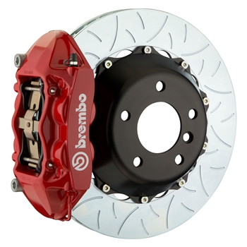 Porsche Brembo GT 345x28 2-Piece Calipers 4 Piston Slotted Type-3 Rear Big Brake Kit - Red Calipers