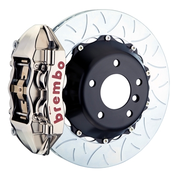 Porsche Brembo GT-R 345x28 2-Piece Calipers 4 Piston Slotted Type-3 Rear Big Brake Kit - Nickel Plated Calipers