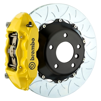 Porsche Brembo GT 345x28 2-Piece Calipers 4 Piston Slotted Type-3 Rear Big Brake Kit - Yellow Calipers