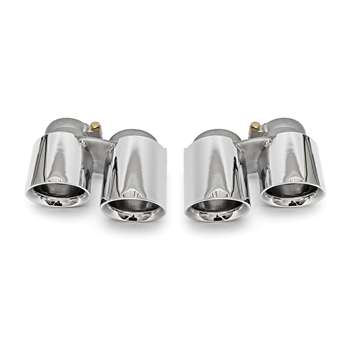 Porsche 991 Carrera Deluxe Quad-Style Tips (Dual-Inlet/PSE) -Polished Chrome