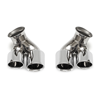 Porsche 996 Carrera Deluxe Quad Style Tips - Short Polished Chrome