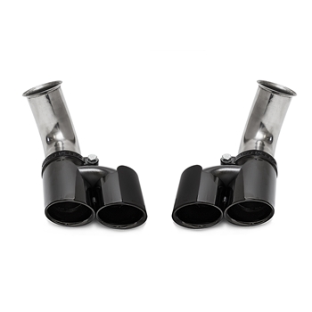 Porsche 996 Carrera Deluxe Quad Style Tips - Long Black Chrome