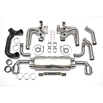 Porsche 964 Carrera RSR Header Muffler Kit with Heat w/ Oval Style Tips (Sport Cats Not Included)