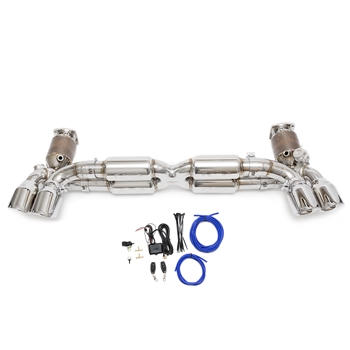 Porsche 991 Turbo / Turbo S Valvetronic Supersport X-Pipe Exhaust System  w/ Tips - Polished Quad-Style (Includes Sport Cats) (Includes Valve Controller)
