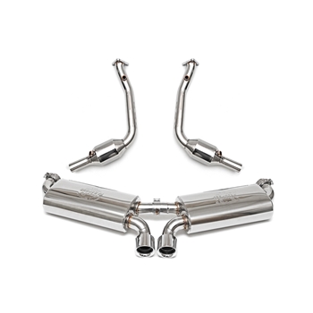 Porsche 986 Boxster Maxflo Performance Street Exhaust System incl. Sport Cats w/ Deluxe Dual Style Tips (1997-1999) - Polished Chrome